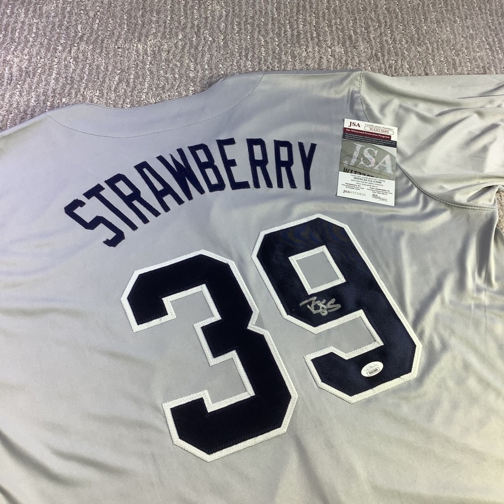 Darryl Strawberry Signed New York Yankees Jersey #39 JSA COA Grey MLB XL New